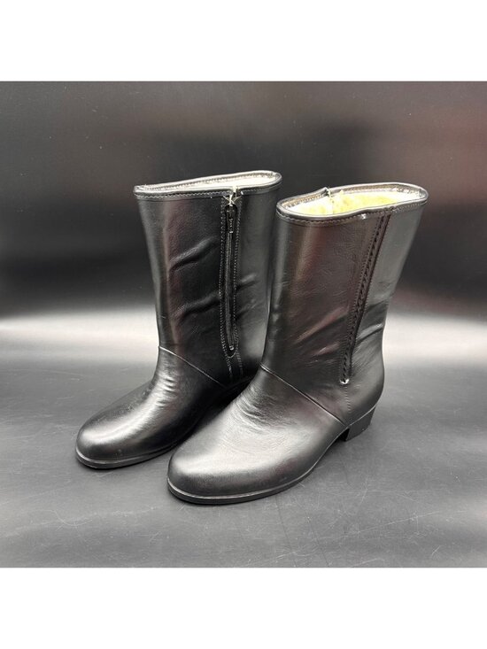 Shoes - Vintage Black Boots Waterproof Sherpa Lined USA Size 6 Extra Wide Retro Winter